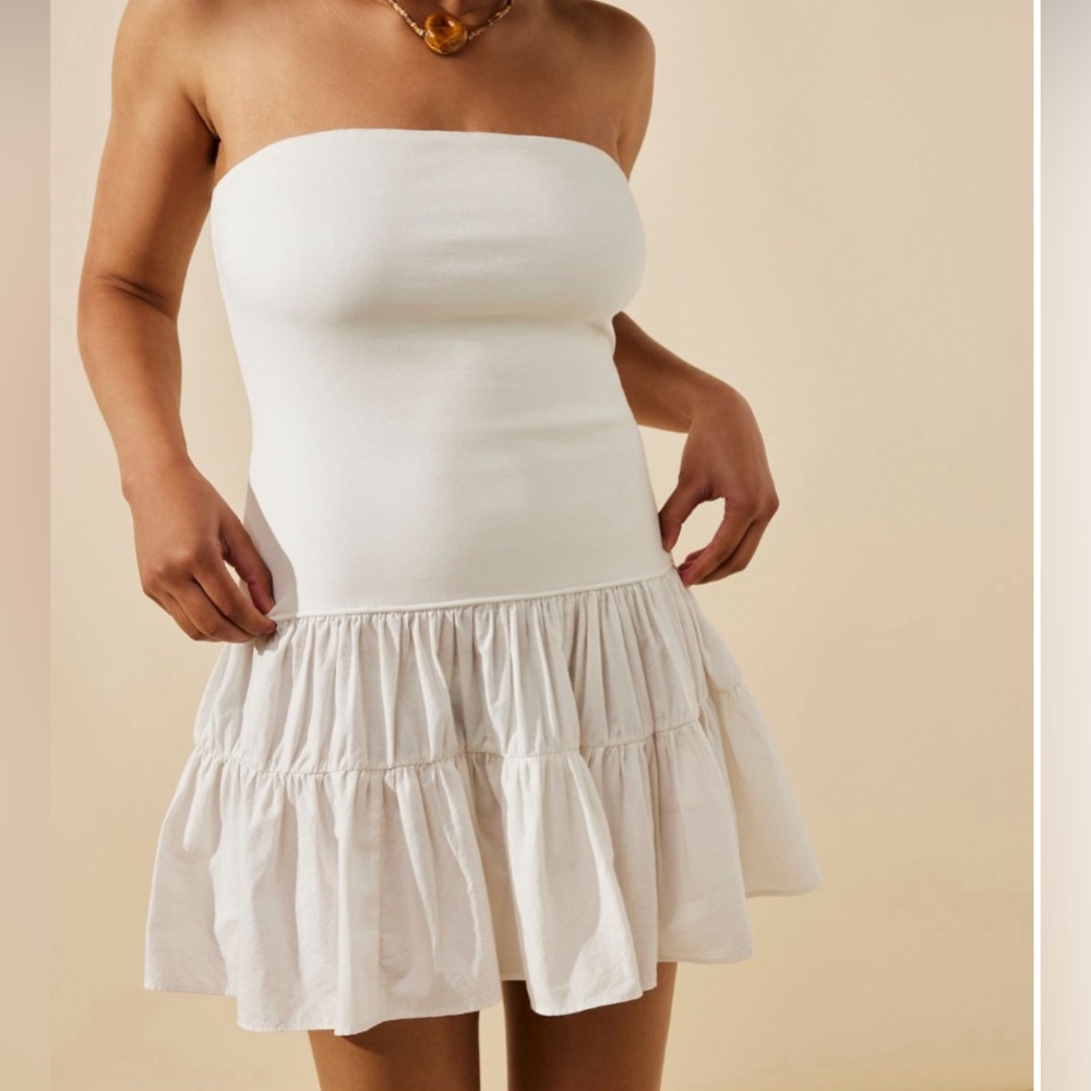 FreePeople Lusine Drop Waist Mini Dress Ivory XS